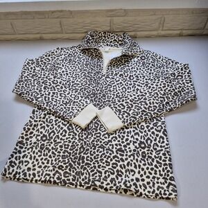 Crewcuts J. Crew Sweatshirt Girls‎ XL Leopard Cheetah 1/2 Zip Pullover Mock Neck